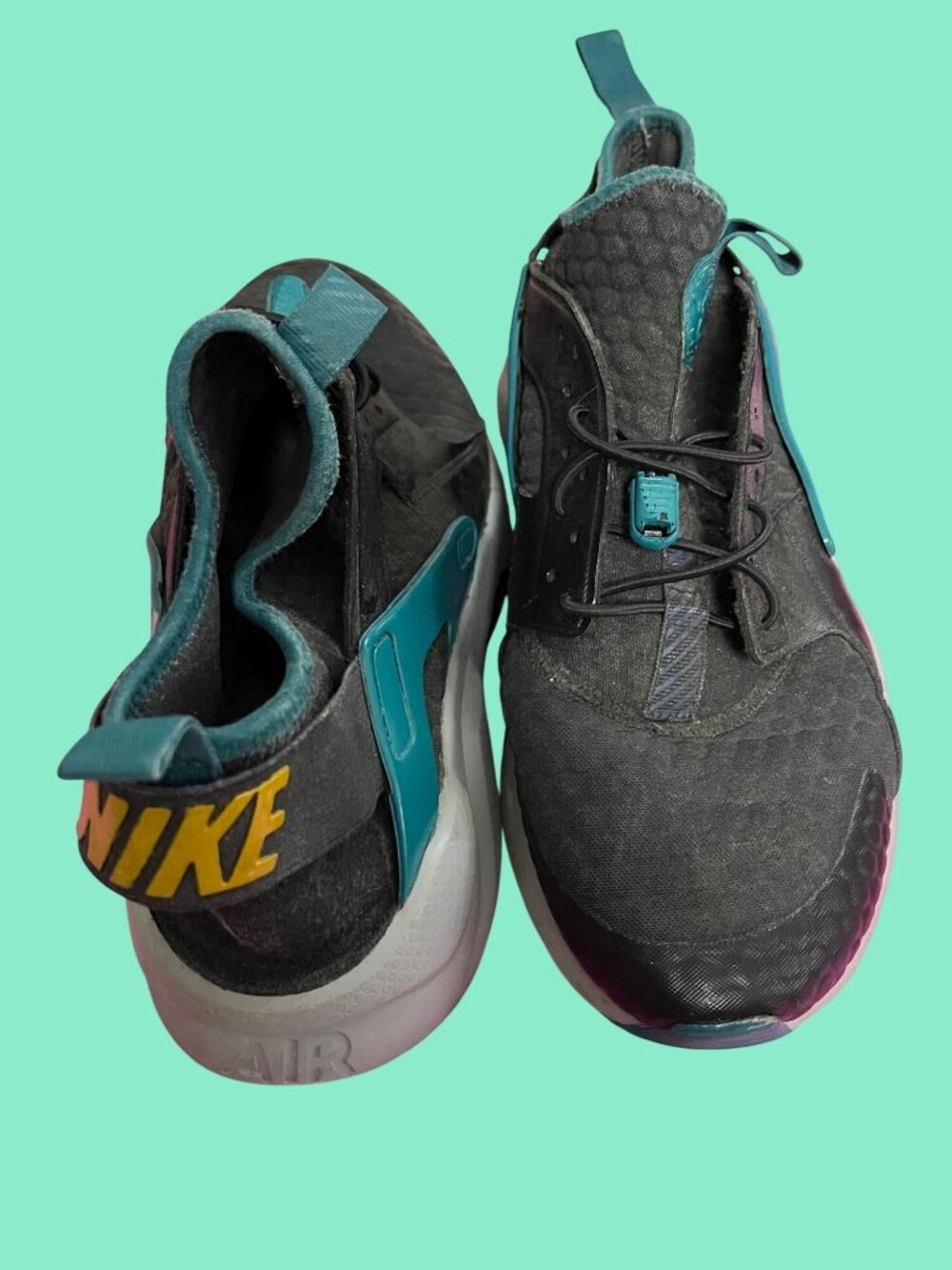 Nike Air Huarache Run Ultra Black Teal Athletic Sneakers Men's 9 US 8 UK 42.5 EU
